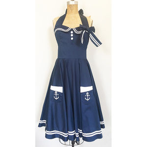 Hell Bunny Pin Up Sailor Dress Never Worn XS